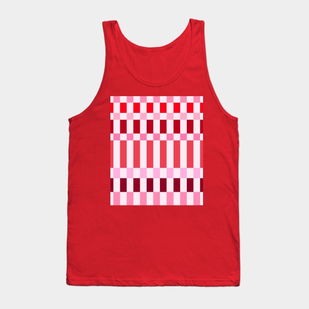 Red and Pink Checkered Grid Tank Top by OneThreeSix